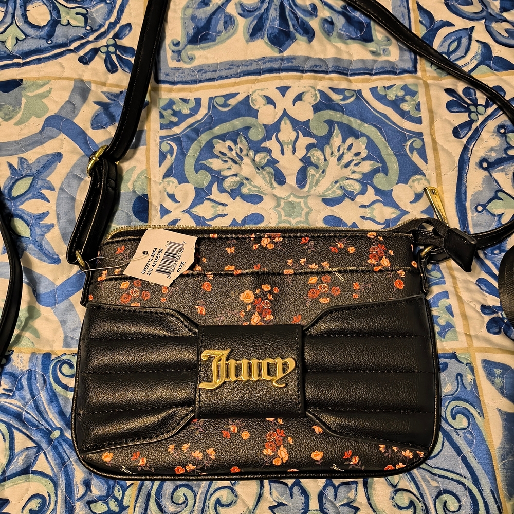 Juicy Couture Black Floral Crossbody Bag
